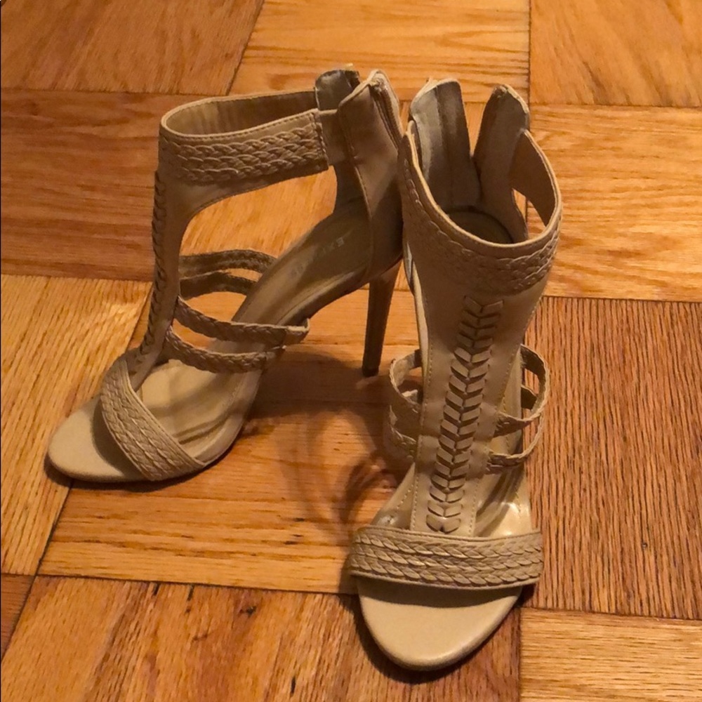 Express nude open toed heels worn once